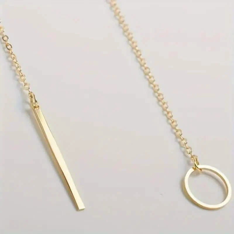 Chic Ethnic-Inspired Alloy Circle & Rod Pendant Necklace 5