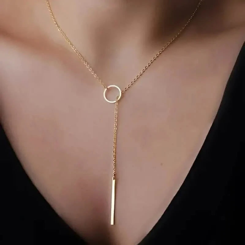 Chic Ethnic-Inspired Alloy Circle & Rod Pendant Necklace 1