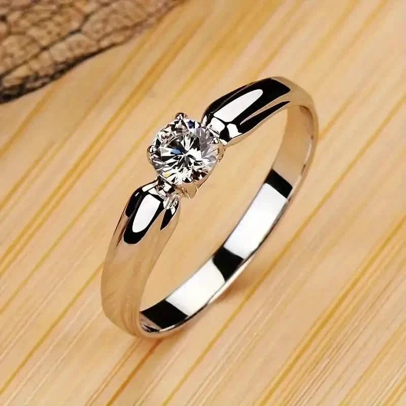 Classic 4-prong Set Round Zirconia Ring For Women 1
