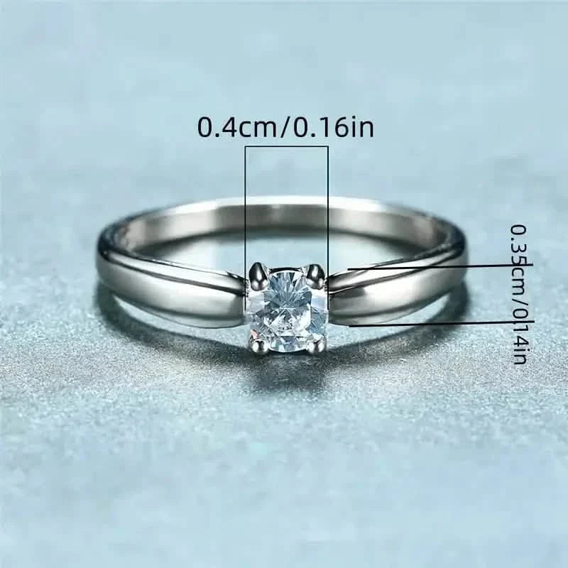 Classic 4-prong Set Round Zirconia Ring For Women 5
