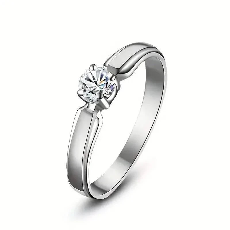 Classic 4-prong Set Round Zirconia Ring For Women 2