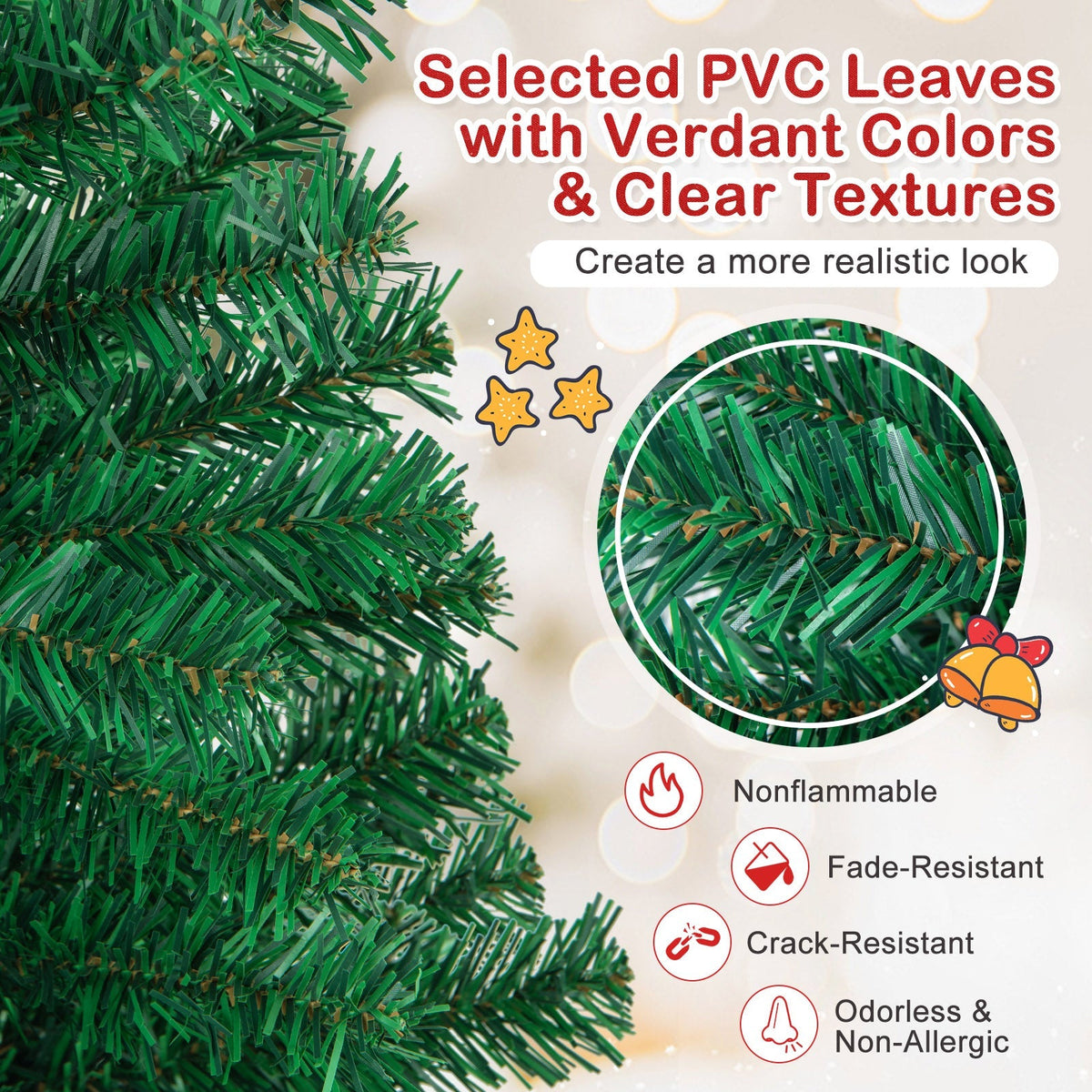 Artificial PVC Christmas Tree with Solid Metal Stand 5
