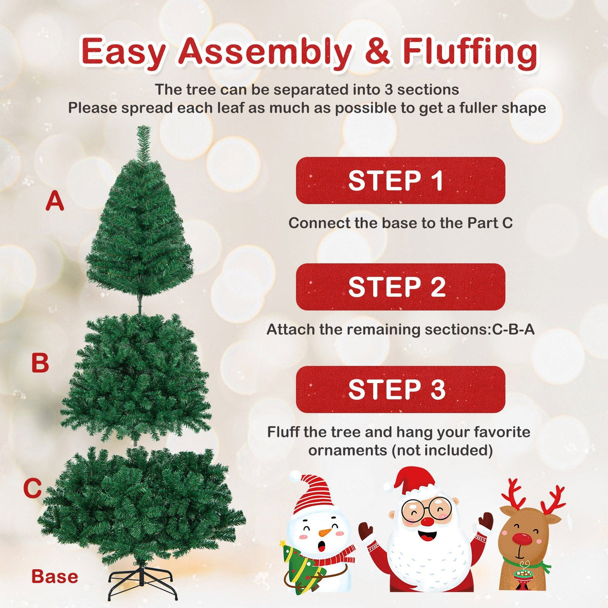 Artificial PVC Christmas Tree with Solid Metal Stand 8