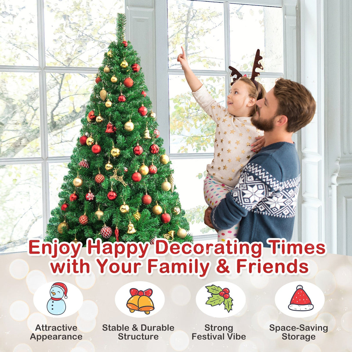 Artificial PVC Christmas Tree with Solid Metal Stand 7
