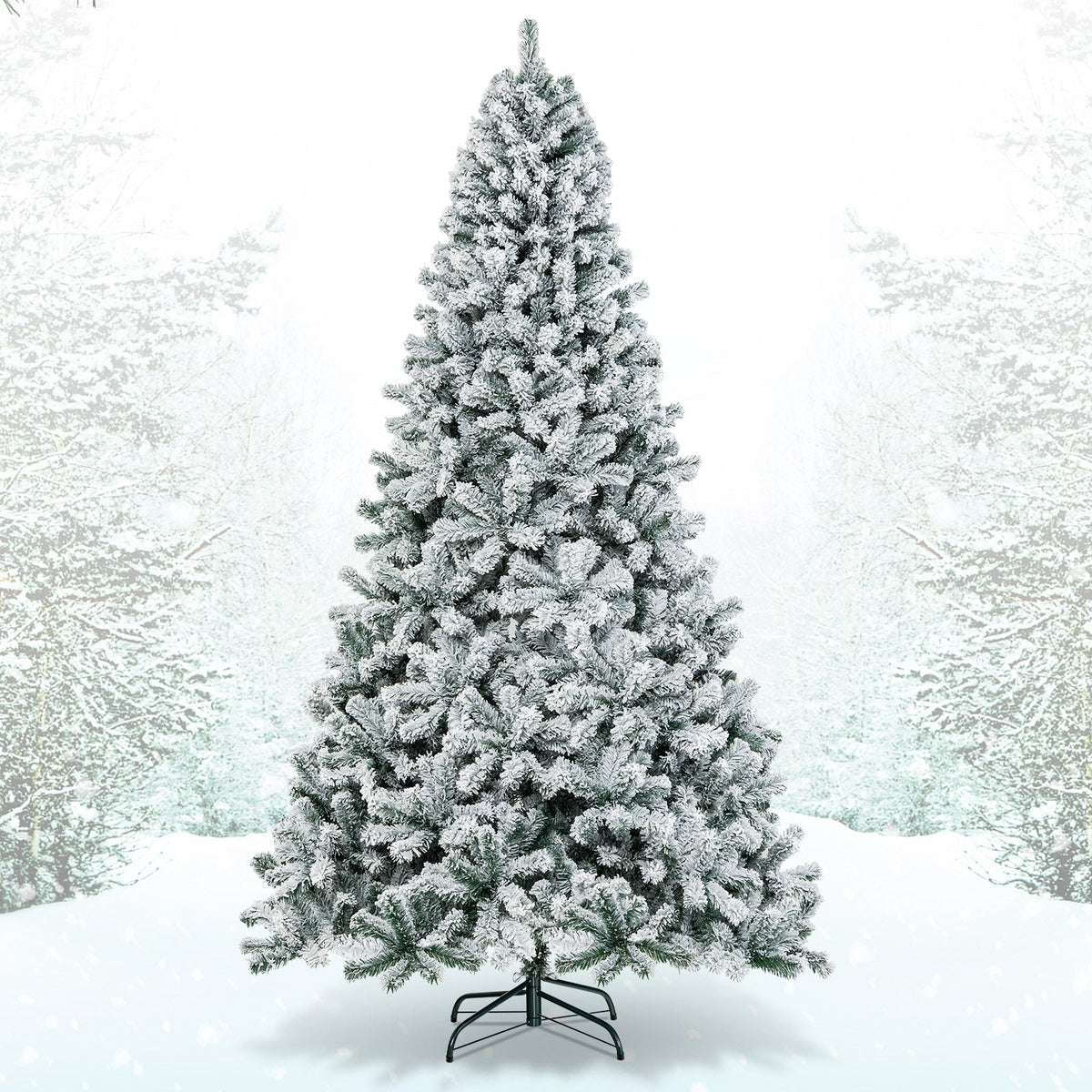 9 Feet Artificial Christmas Tree with Premium Snow Flocked Hinged 2
