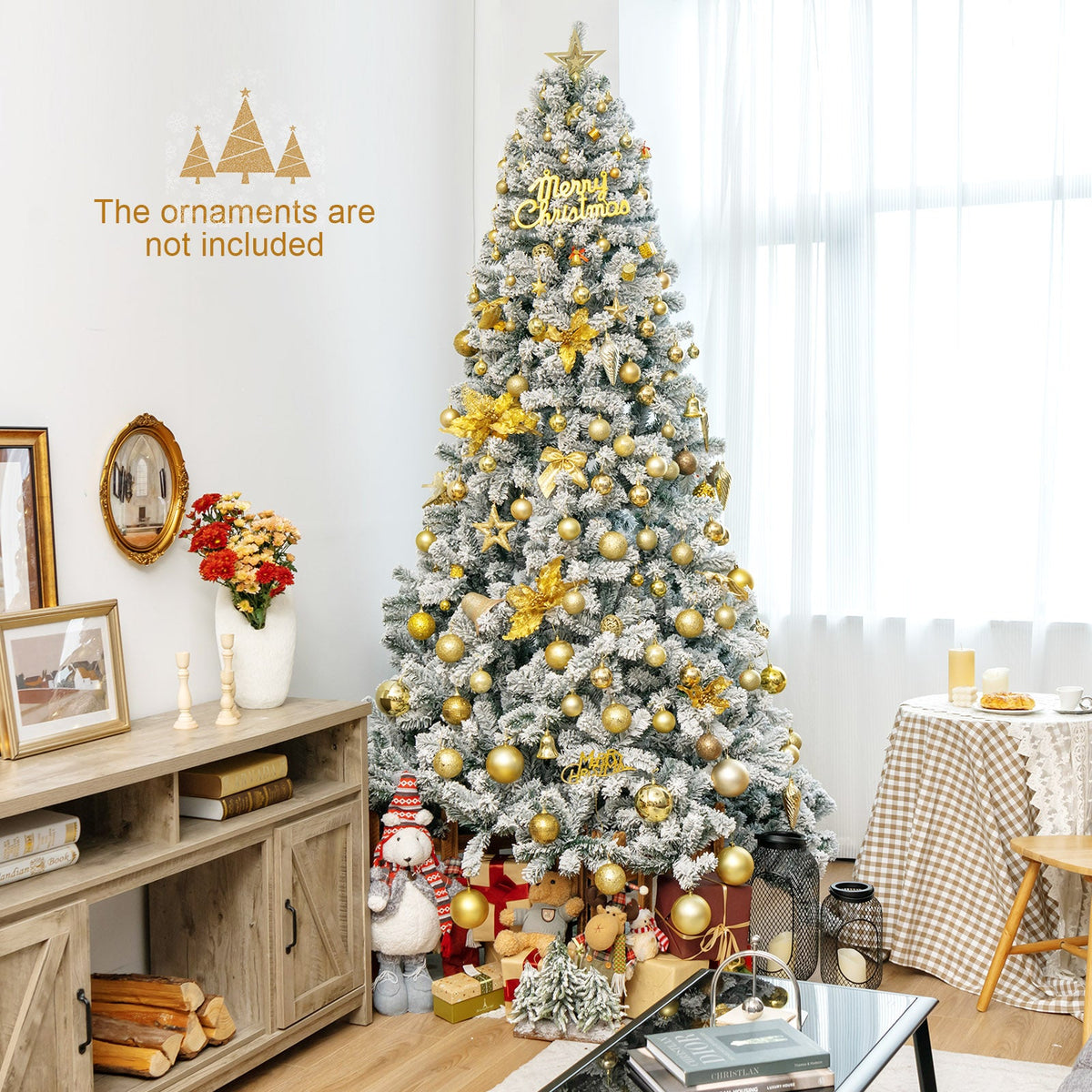 9 Feet Artificial Christmas Tree with Premium Snow Flocked Hinged 1