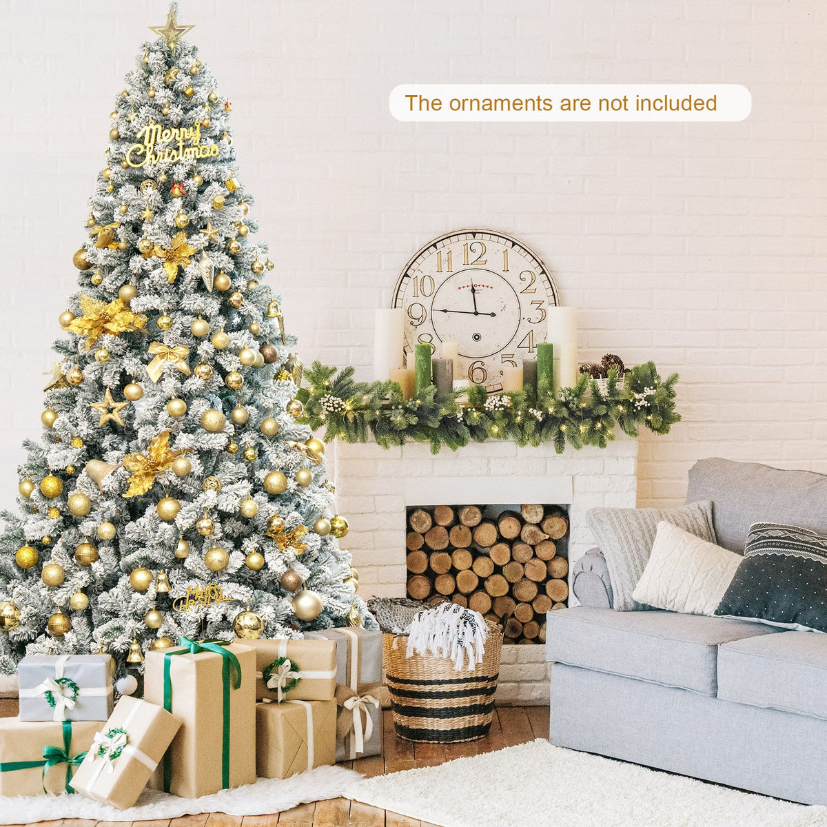 9 Feet Artificial Christmas Tree with Premium Snow Flocked Hinged 7