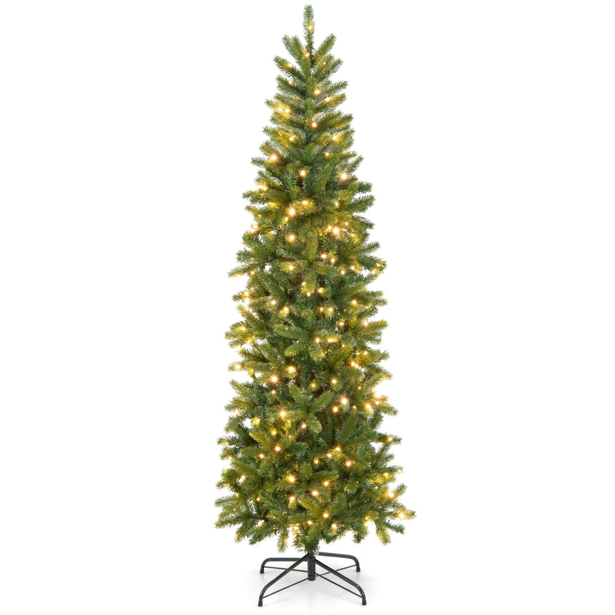 6 Feet Pre-Lit Artificial Christmas Pencil Tree with 648 PVC PE Branch Tips 3