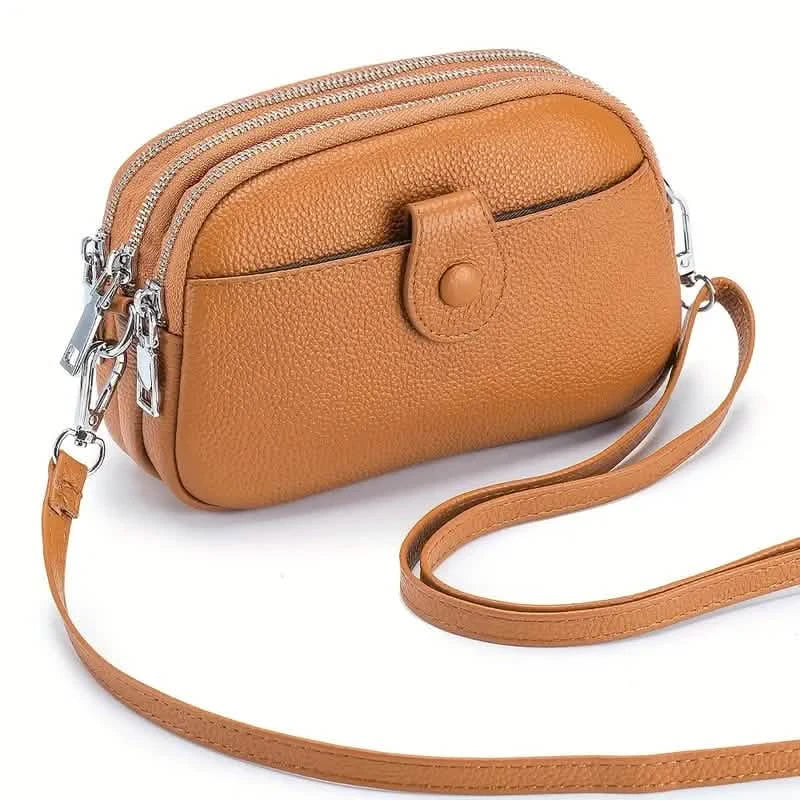 Crossbody Bags for Women Small Genuine Leather Shoulder Purse Cross Body Bag with Triple Top Zipper Adjustable Strap 2