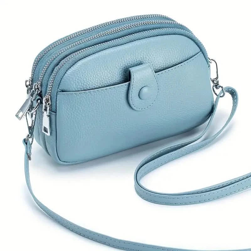 Crossbody Bags for Women Small Genuine Leather Shoulder Purse Cross Body Bag with Triple Top Zipper Adjustable Strap 1