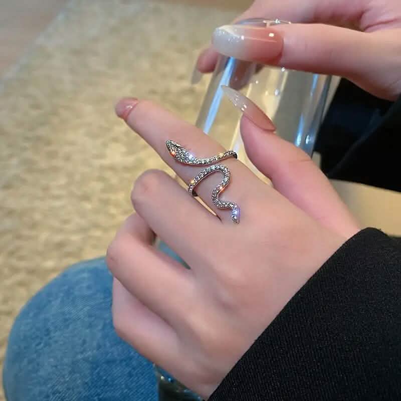 Cubic Zirconia Wrapped Small Snake Opening Adjustable Ring 6