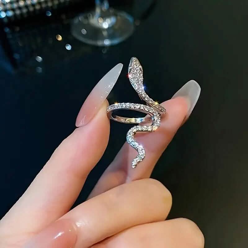 Cubic Zirconia Wrapped Small Snake Opening Adjustable Ring 4