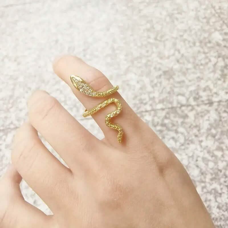 Cubic Zirconia Wrapped Small Snake Opening Adjustable Ring 8