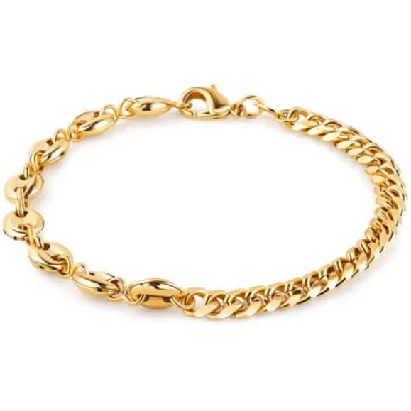 Cute 18K Gold Mariner and Cuban Link Anklet 1