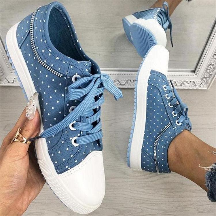 Cute Blue Women Fashion Shoes  Summer Casual Design Lace Breathable Platform Flat Woman Sneakers Walking Lace-up Comfortable Walking Footwear Fashion Sneakers 5
