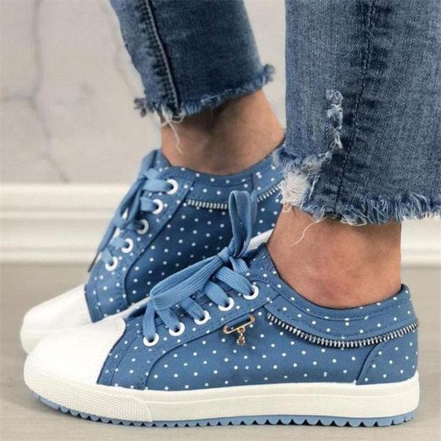 Cute Blue Women Fashion Shoes  Summer Casual Design Lace Breathable Platform Flat Woman Sneakers Walking Lace-up Comfortable Walking Footwear Fashion Sneakers 6