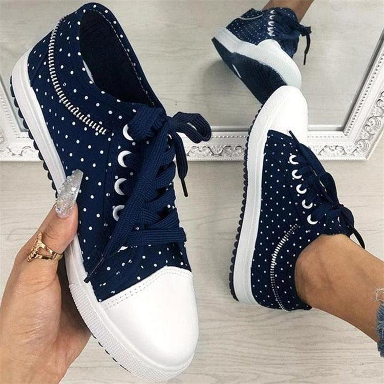 Cute Blue Women Fashion Shoes  Summer Casual Design Lace Breathable Platform Flat Woman Sneakers Walking Lace-up Comfortable Walking Footwear Fashion Sneakers 3