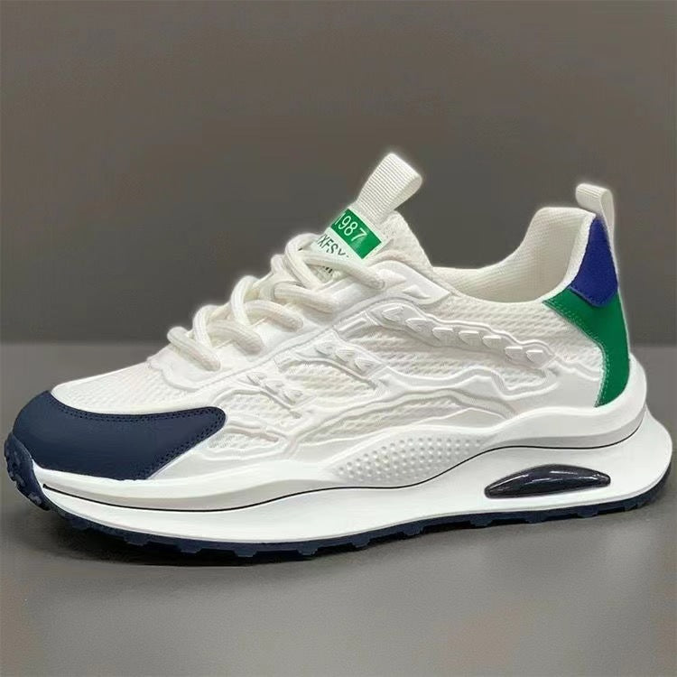 White Laceup Sneakers Fashion Breathable Mesh Flat Shoes Lightweight Versatile Casual Running Walking Shoes 5