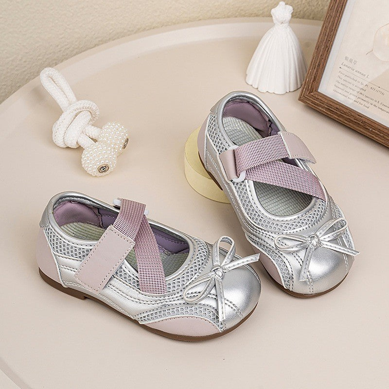 2026 Spring & Autumn Girls Shallow Mouth Leather Shoes, Retro Mary Jane Flats, Versatile Soft Leather Bow Ballet Shoes 1