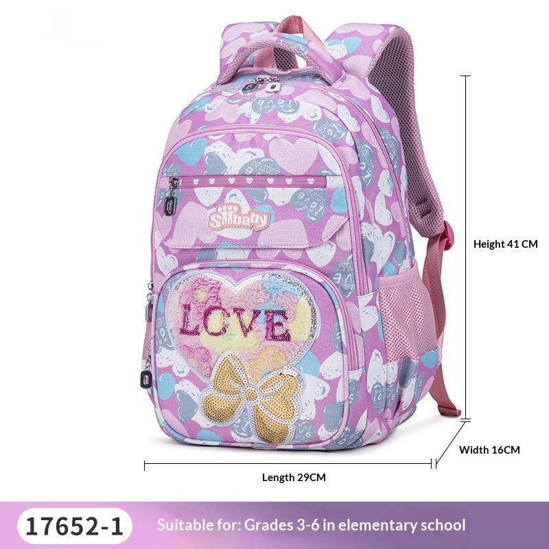 Spine-Protecting Load-Reducing Cartoon Cat Childrens School Bag 7