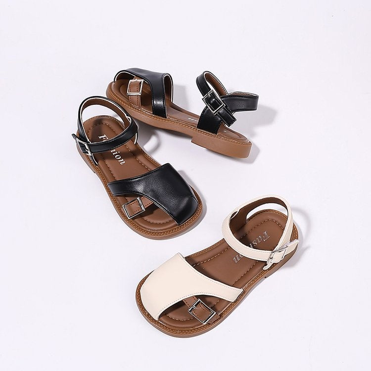 2026 Summer Korean Style Half Closed Toe Girls Sandals, Forest Princess Style Casual Roman Shoes For Kids Baby Fashion Footwear 2