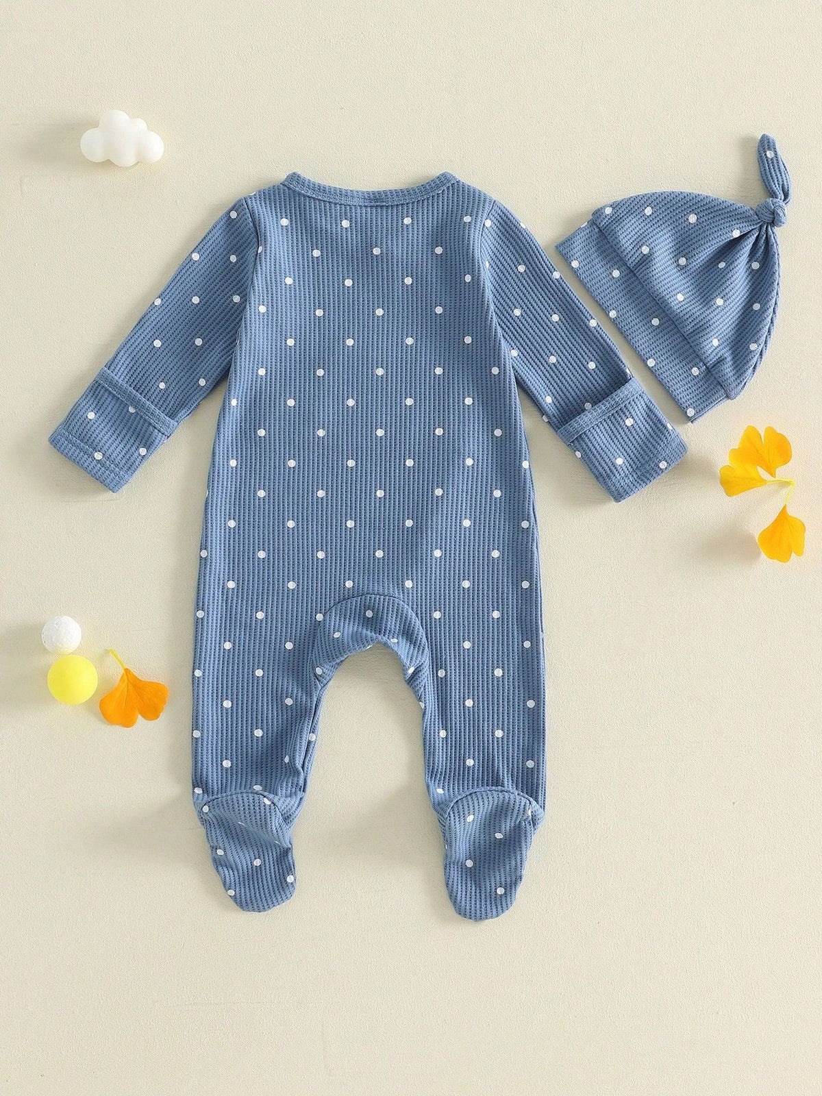 Single-breasted Footed Romper With Hat Two Pieces 4