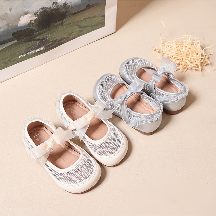 Girls' Fashion Mesh Soft Sole Anti Slip Lace Bow Low Top Princess Single Shoe 1