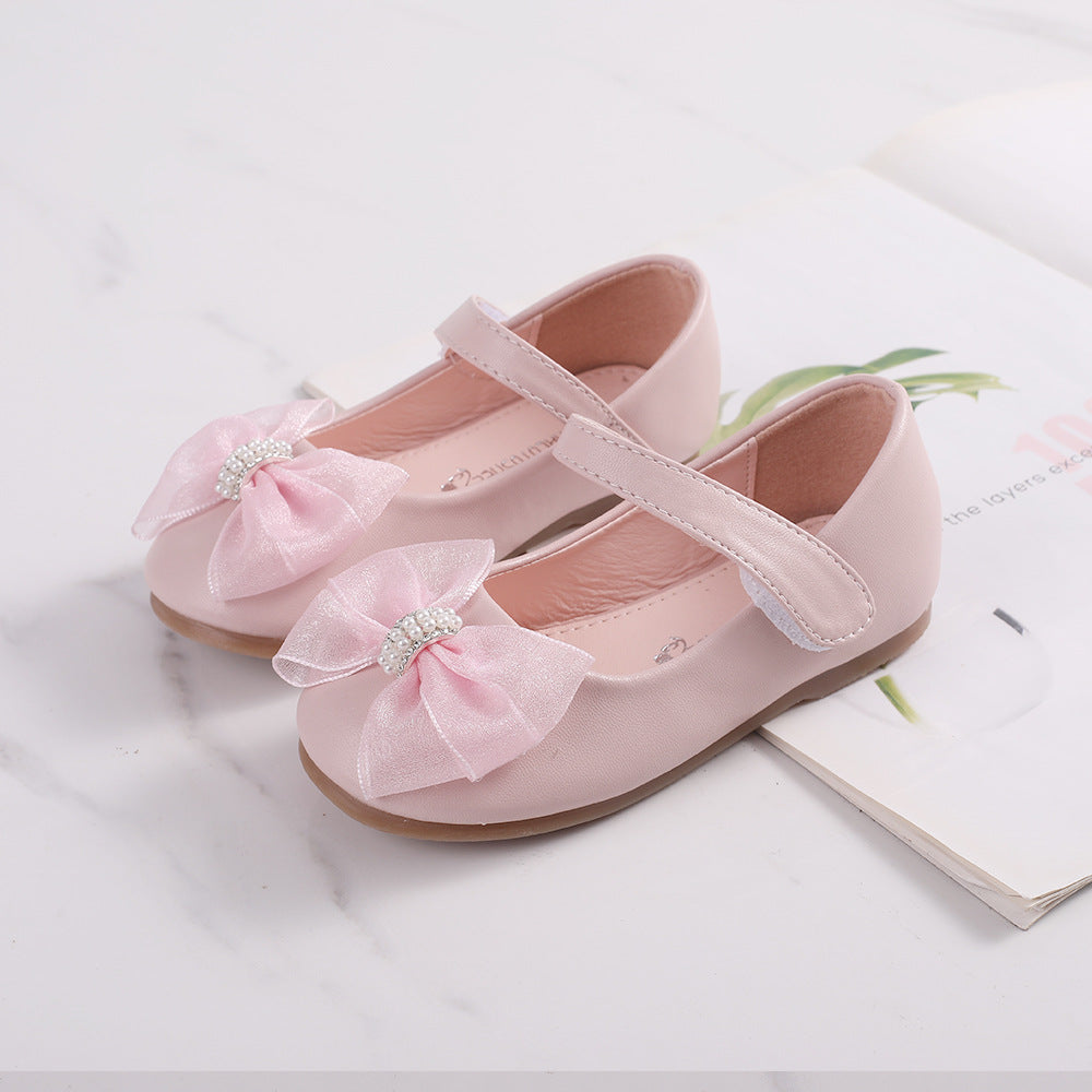 Princess PU Leather Bow Flower Girl Shoes 3