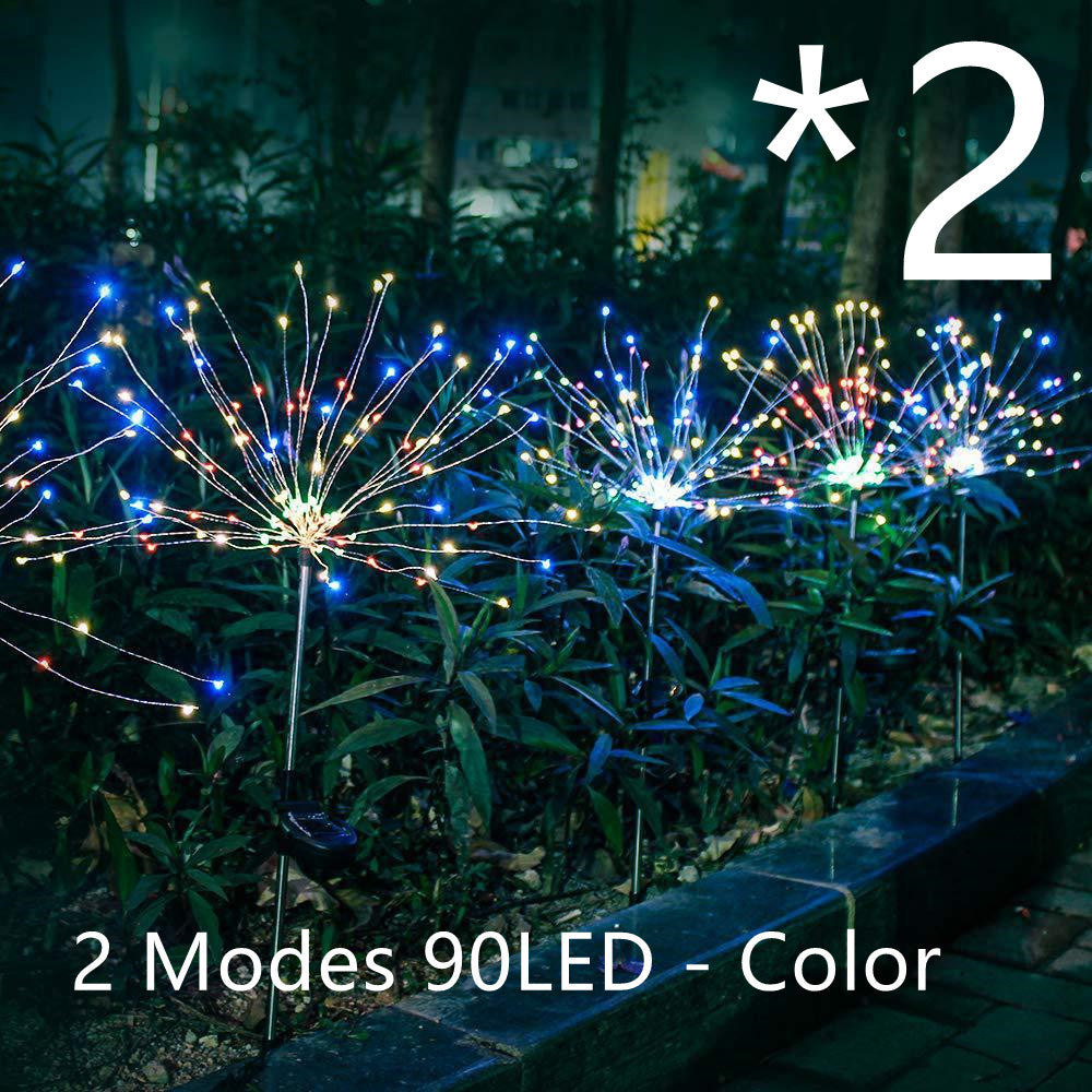 New Ground Plug Solar Fireworks Light LED Light String Copper Wire Outdoor Garden Decoration Star Lights Christmas Lights 22