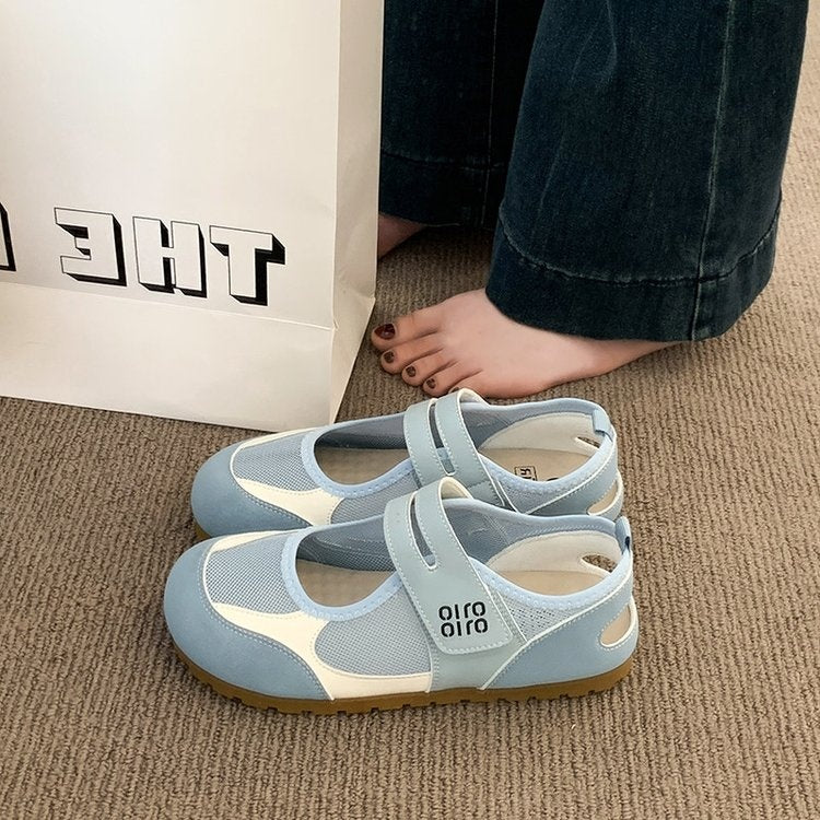 2026 New Summer Flat Academy Style Casual Shoes, Hook & Loop Korean Low Cut Outdoor Girls Flats 6