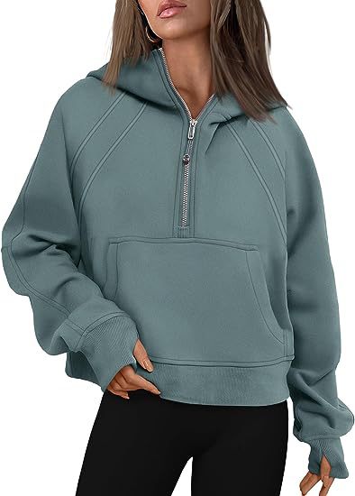Zipper Hoodies Sweatshirts With Pocket Loose Sport Tops Long Sleeve Pullover Sweaters Winter Fall Outfits Women Clothing 4