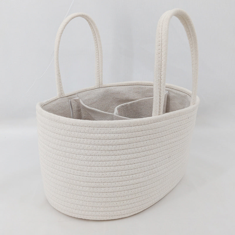 Diaper Caddy Organizer, Large Cotton Rope Nursery Baby Basket, Changing Table Organizer For Baby Diaper Storage, Portable Car Organizer With Removable Divider, Baby Shower Gifts 7