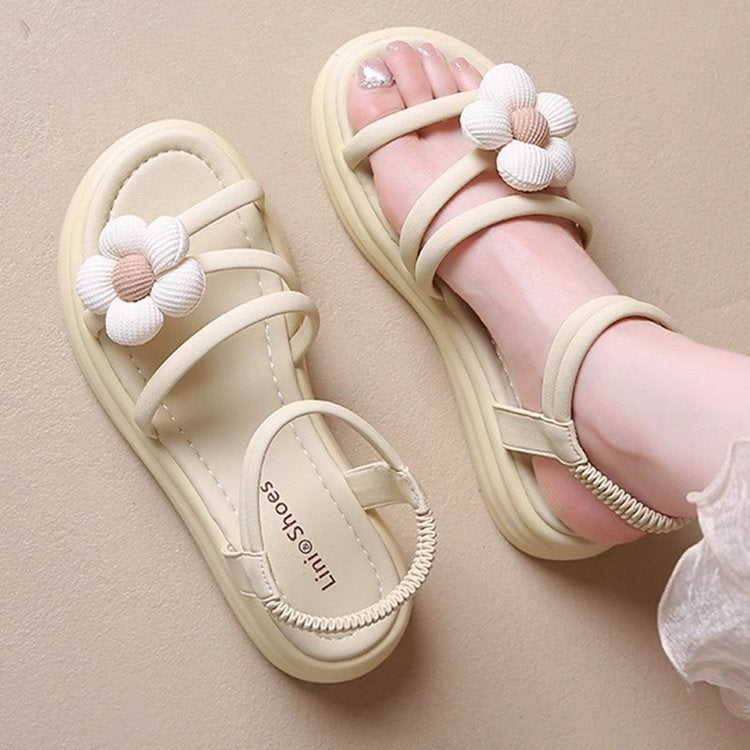 2025 Summer New Kids' Sandals, Comfortable Fashionable Casual Flower Design, Unisex Beach Shoes For Students And Children 4