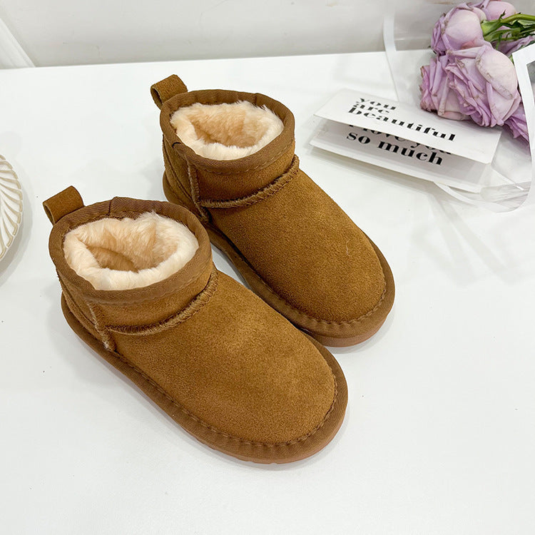Children's Fur Leather Snow Boots 8