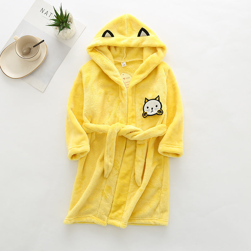 Flannel Bathrobe Boys' Home Wear With Hood 10