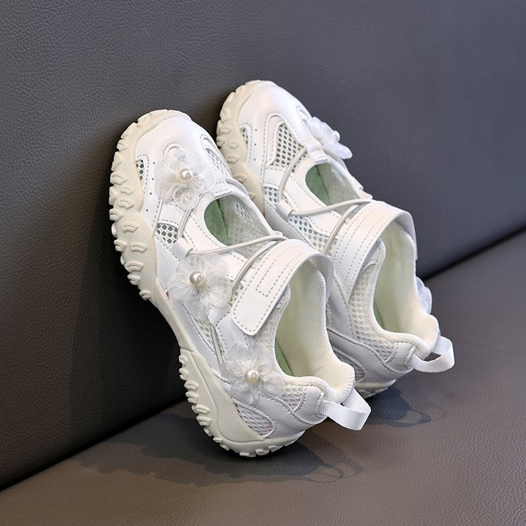 2026 Summer New Kids Sports Sandals, Hollow Mesh Flower Casual Shoes, Breathable Shallow Mouth Girls Shoes For Little Girls 5