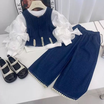 New Kids T-ShirtVest And Wide-Leg Pants Three-Piece Set 1