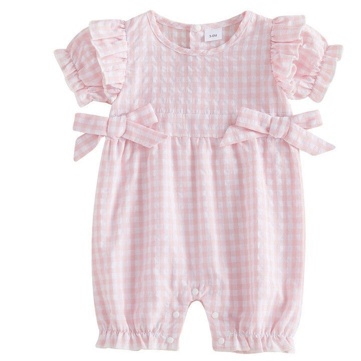 Summer New Arrival Baby Girls Plaid Onesie 5