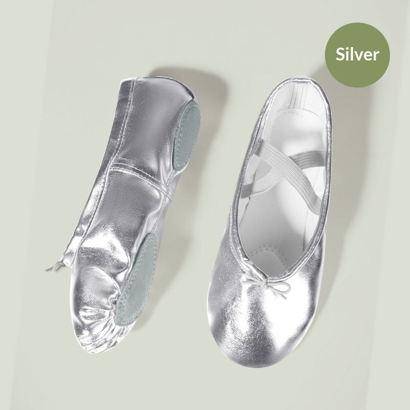 Soft-soled Practice PU Leather Cat-claw Gold And Silver Dance Shoes 6