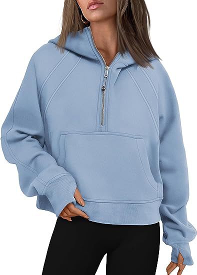 Zipper Hoodies Sweatshirts With Pocket Loose Sport Tops Long Sleeve Pullover Sweaters Winter Fall Outfits Women Clothing 6
