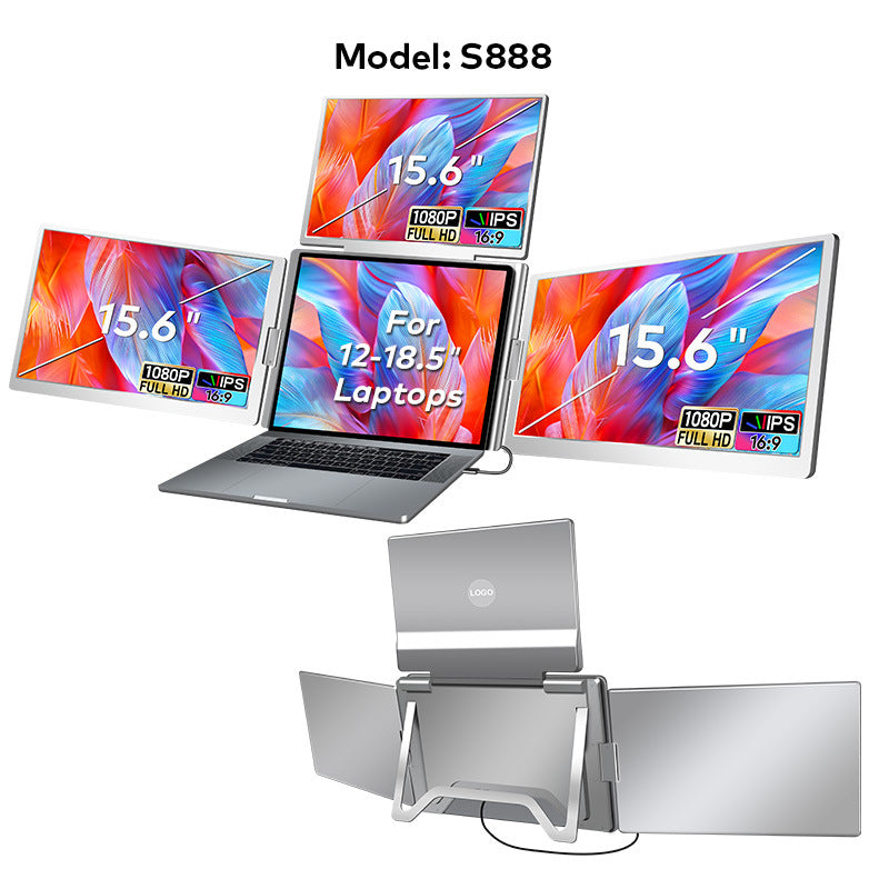Portable Triple-screen Display Connect Three Screens With A Single Cable Laptop Secondary Display Monitor 7