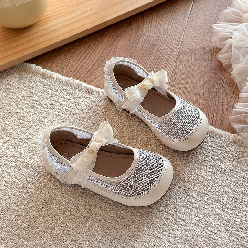 Girls' Fashion Mesh Soft Sole Anti Slip Lace Bow Low Top Princess Single Shoe 4