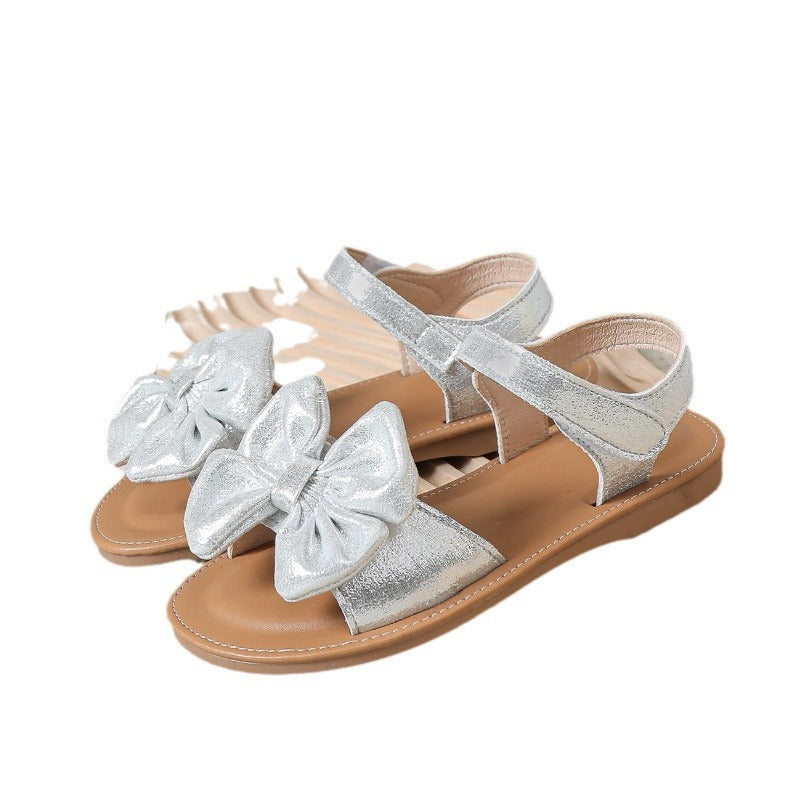 Summer New Arrival Silver Bow Knot Cute Baby Shoes 5