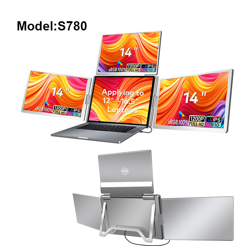 Portable Triple-screen Display Connect Three Screens With A Single Cable Laptop Secondary Display Monitor 6