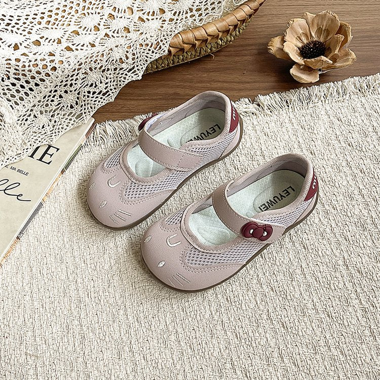 Girls' Mesh Breathable Princess Shoes, Children's Silver Single Shoes, Little Girls' Soft Soled Outer Leather Shoes 4