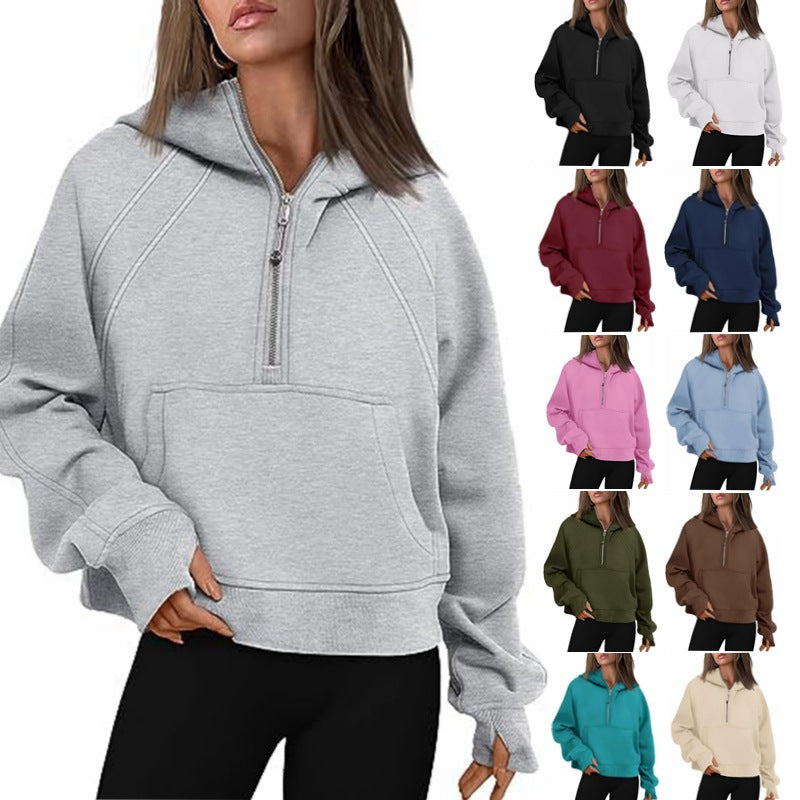 Zipper Hoodies Sweatshirts With Pocket Loose Sport Tops Long Sleeve Pullover Sweaters Winter Fall Outfits Women Clothing 1
