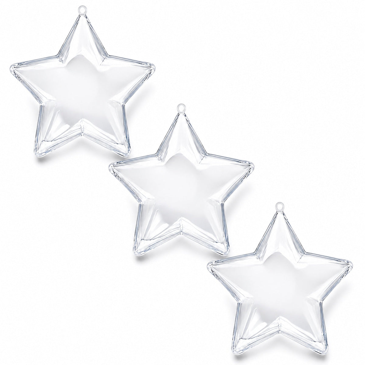 Set of 3 Openable Fillable Clear Plastic Star Christmas Ornaments DIY Craft 3.5 Inches 1