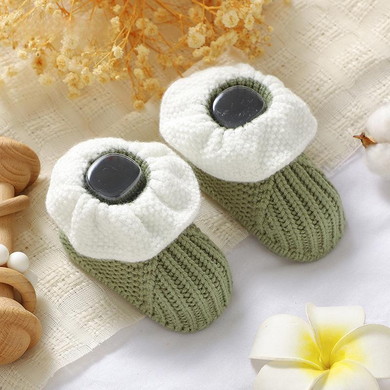 Cute Solid-color Ruffled-knit Toddler Shoes Wool Knitted Floor Socks For Babies And Toddlers 6