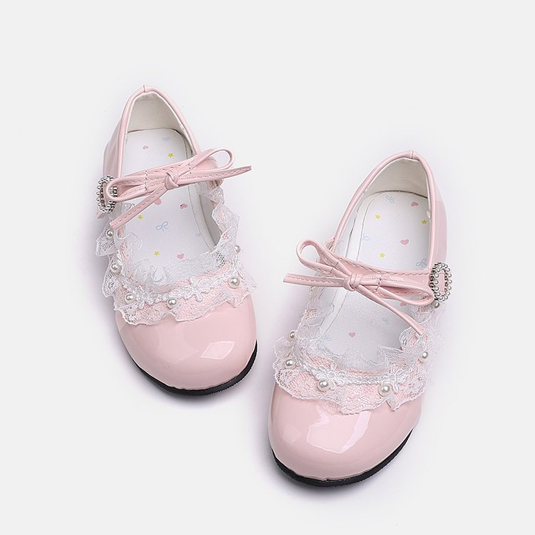 Girl Princess Shoes Fashion Versatile Small Leather Shoes Girl Lolita High Heels Bow Single Shoes Trendy 6