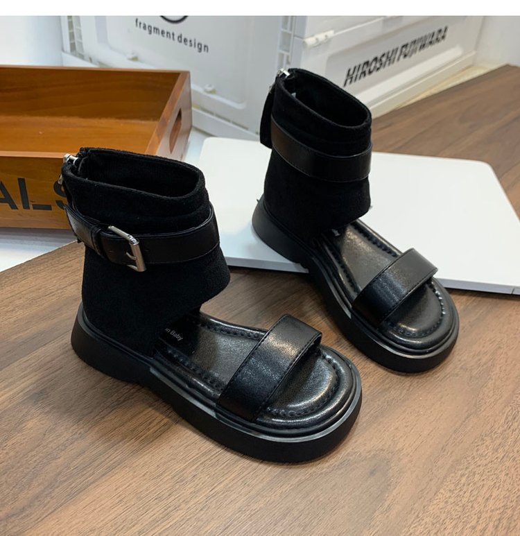 Retro Casual Niche Design Roman Sandals For Girls With A Straight Strap And Western Style Sandals 4